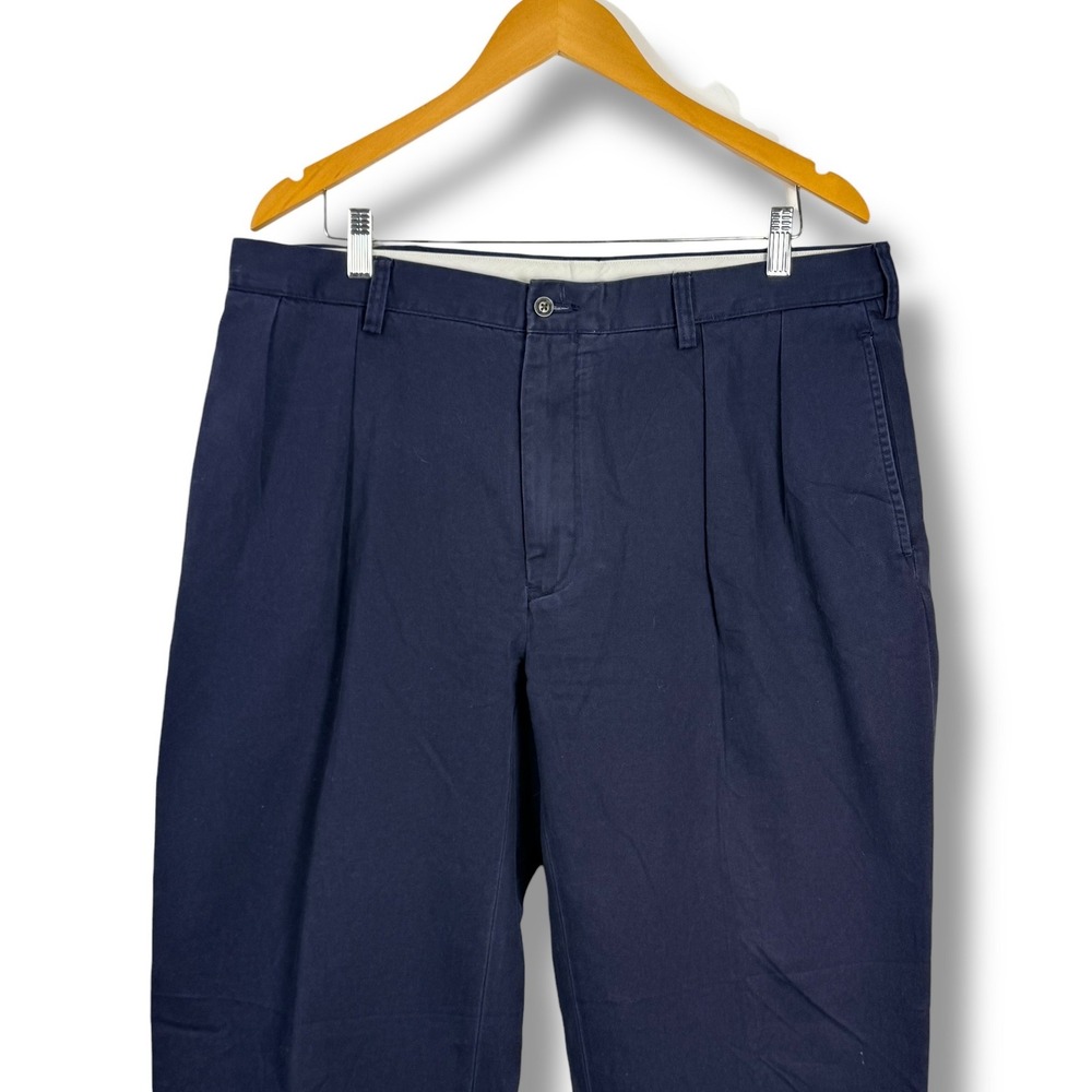 Polo Ralph Lauren Chino Pants Men 38 Navy Blue Pleated Classic Fit Cotton Preppy